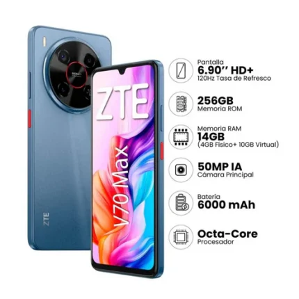 Smartphone ZTE V70 Max 6.9" 4GB 256GB 50MP+2MP+AI Camera Gris