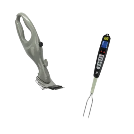 PACK PARRILLERO: Trinche Parrillero Acero Inoxidable + Cepillo Vapor Limpia Parrilla